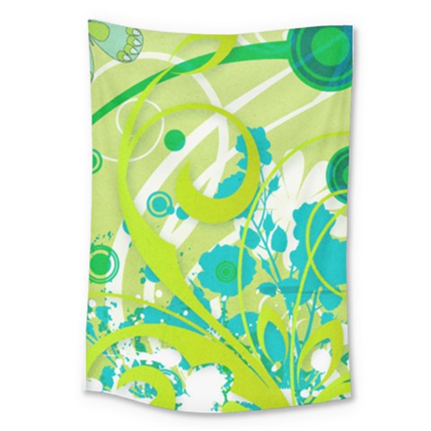 Green Blue Flower Art Large Tapestry from ArtsNow.com