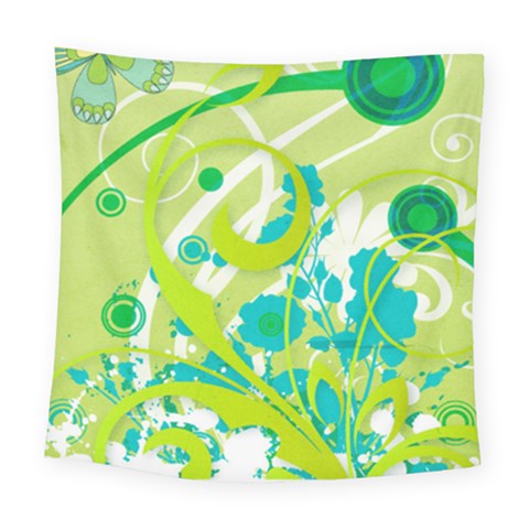 Green Blue Flower Art Square Tapestry (Large) from ArtsNow.com