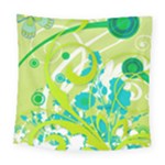 Green Blue Flower Art Square Tapestry (Large)