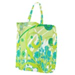 Green Blue Flower Art Giant Grocery Tote