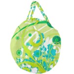 Green Blue Flower Art Giant Round Zipper Tote