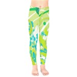 Green Blue Flower Art Kids  Legging