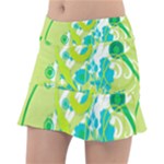 Green Blue Flower Art Tennis Skirt