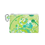 Green Blue Flower Art Canvas Cosmetic Bag (Small)