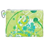 Green Blue Flower Art Canvas Cosmetic Bag (XL)