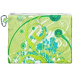 Green Blue Flower Art Canvas Cosmetic Bag (XXL)