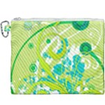 Green Blue Flower Art Canvas Cosmetic Bag (XXXL)