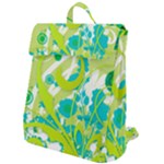 Green Blue Flower Art Flap Top Backpack