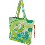 Green Blue Flower Art Drawstring Tote Bag