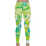 Green Blue Flower Art Lightweight Velour Classic Yoga Leggings