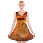 Fall Art V-Neck Sleeveless Dress