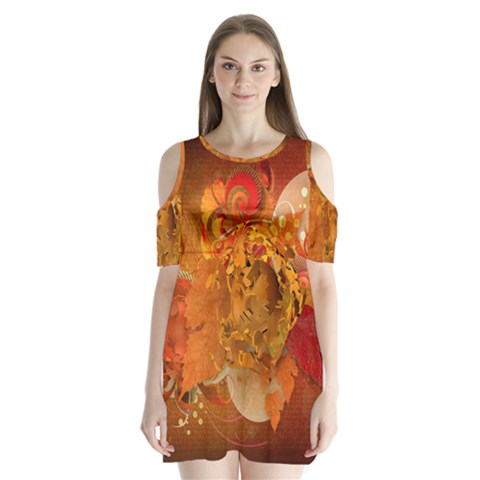 Fall Art Shoulder Cutout Velvet One Piece from ArtsNow.com