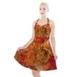 Fall Art Halter Party Swing Dress 