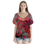 Design Art (design 37) V-Neck Flutter Sleeve Top