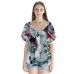 Design Art (design 34) V-Neck Flutter Sleeve Top