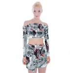 Design Art (design 34) Off Shoulder Top with Mini Skirt Set