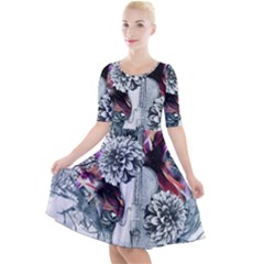 Quarter Sleeve A-Line Dress 