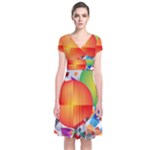 Design Art (design 28) Short Sleeve Front Wrap Dress