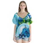 Design Art (design 25) V-Neck Flutter Sleeve Top