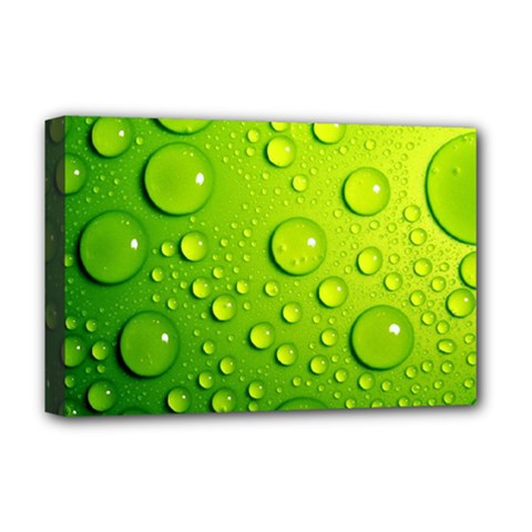 Green Water Drops Deluxe Canvas 18  x 12  (Stretched) from ArtsNow.com