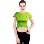 Green Water Drops Crew Neck Crop Top