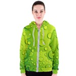 Green Water Drops Women s Zipper Hoodie