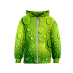 Green Water Drops Kids  Zipper Hoodie