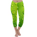 Green Water Drops Capri Winter Leggings 