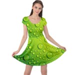 Green Water Drops Cap Sleeve Dress