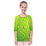 Green Water Drops Kids  Quarter Sleeve Raglan Tee