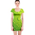 Green Water Drops Short Sleeve Bodycon Dress