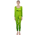 Green Water Drops Long Sleeve Catsuit