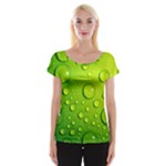 Green Water Drops Cap Sleeve Top