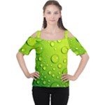 Green Water Drops Cutout Shoulder Tee