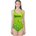 Green Water Drops One Piece Swimsuit