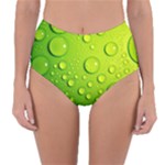 Green Water Drops Reversible High-Waist Bikini Bottoms