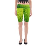 Green Water Drops Yoga Cropped Leggings