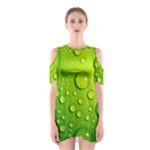 Green Water Drops Shoulder Cutout One Piece Dress