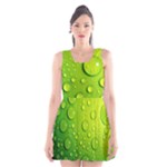 Green Water Drops Scoop Neck Skater Dress