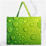 Green Water Drops Zipper Large Tote Bag