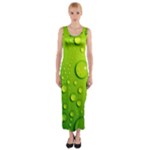 Green Water Drops Fitted Maxi Dress