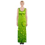 Green Water Drops Maxi Thigh Split Dress