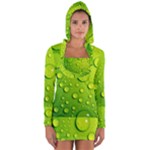 Green Water Drops Long Sleeve Hooded T-shirt