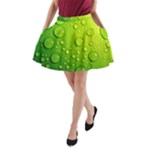 Green Water Drops A-Line Pocket Skirt