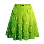 Green Water Drops High Waist Skirt