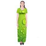 Green Water Drops Short Sleeve Maxi Dress