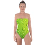 Green Water Drops Tie Back One Piece Swimsuit