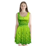 Green Water Drops Split Back Mini Dress 