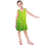 Green Water Drops Kids  Sleeveless Dress