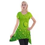 Green Water Drops Short Sleeve Side Drop Tunic